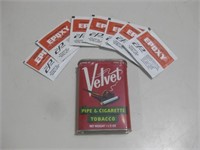 Vtg Velvet Tobacco Tin W/Epoxy Pouches