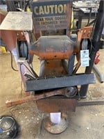 Bench grinder with two grinding wheels 
Bolted