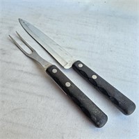 Kabar Knife & Fork (Carving) -Vintage -as is