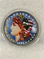 1921 colorized silver Morgan Dollar
