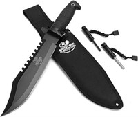 MOSSY OAK Rambo Survival Hunting Knife, 15-Inch Fi