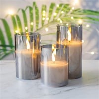 NEW! Eywamage Gray Glass Flameless Candles with