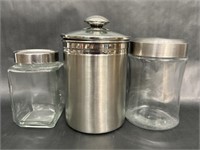 Three Glass Storage Jars with Lids