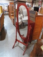 CHERRY WOOD OVAL DRESSING MIRROR ON STAND