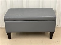 Ross Faux Leather Grey Ottoman
