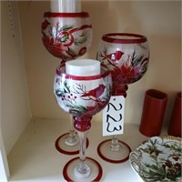 RED BIRD CANDLE STICKS, MISC CHRISTMAS ITEMS