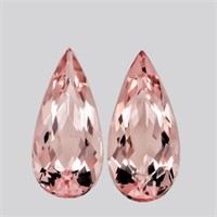 Natural Peach Pink Morganite Pair  11x6 MM - VVS