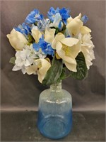 Blue Ombré Vase with Faux Floral Arrangement