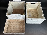 White & Natural Decorative Wicker Baskets