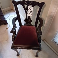 CHILD CARVED MAHOGANY WOOD CHAIR (REPRODUCTION)