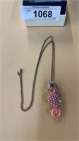 Pink seahorse pendant necklace