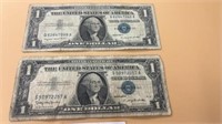 2- silver certificate, dollar bills