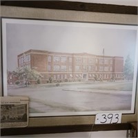 DRAWING OF MCLENAGHEN HIGH SCHOOL SIGNED BY JANE
