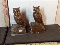 vtg cast metal owl bookends