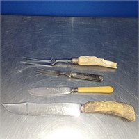 (4) Antique Serving Forks and Knives