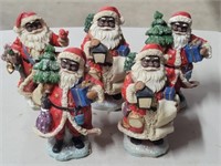 Five Christmas Santa Claus Figurines