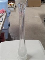 Frosted Base Narrow Tall Glass Vase
