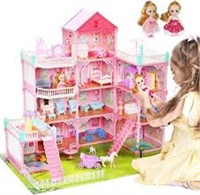 NEW! CUTE STONE 11 Rooms Huge Dollhouse with 2