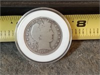 1906 Barber half dollar coin (error in date stamp)