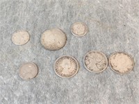 7 Silver Foreign Coins Canadian + others