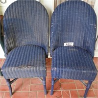 2 BLUE WICKER CHAIRS