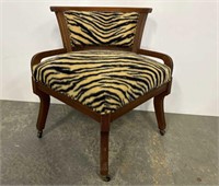 Victorian corner chair with faux zebra fabric