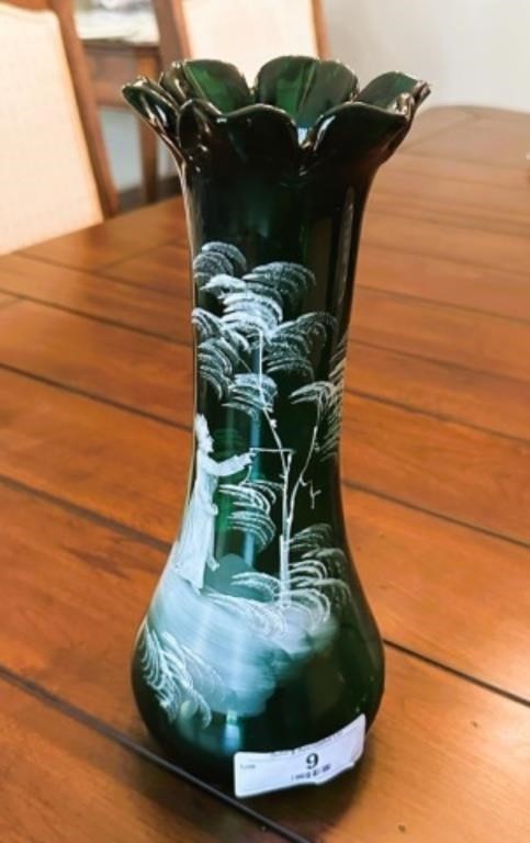 Hand Blown Mary Gregory Vase