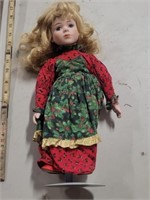 16" Porcelain Christmas Dress Collectible Doll