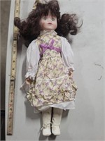 16" Floral Pattern Porcelain Collectible Doll