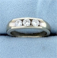 Mens 3/4ct TW Diamond Three Stone Wedding or Anniv
