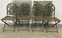 2 cast-iron collapsible tables/ 4 chairs;