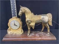 Vintage, Working, United Brass Horse Mantle Clock
