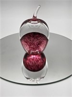 MARK ARMSTRING SIGNED GLASS APPLE PAPERWEIGHT