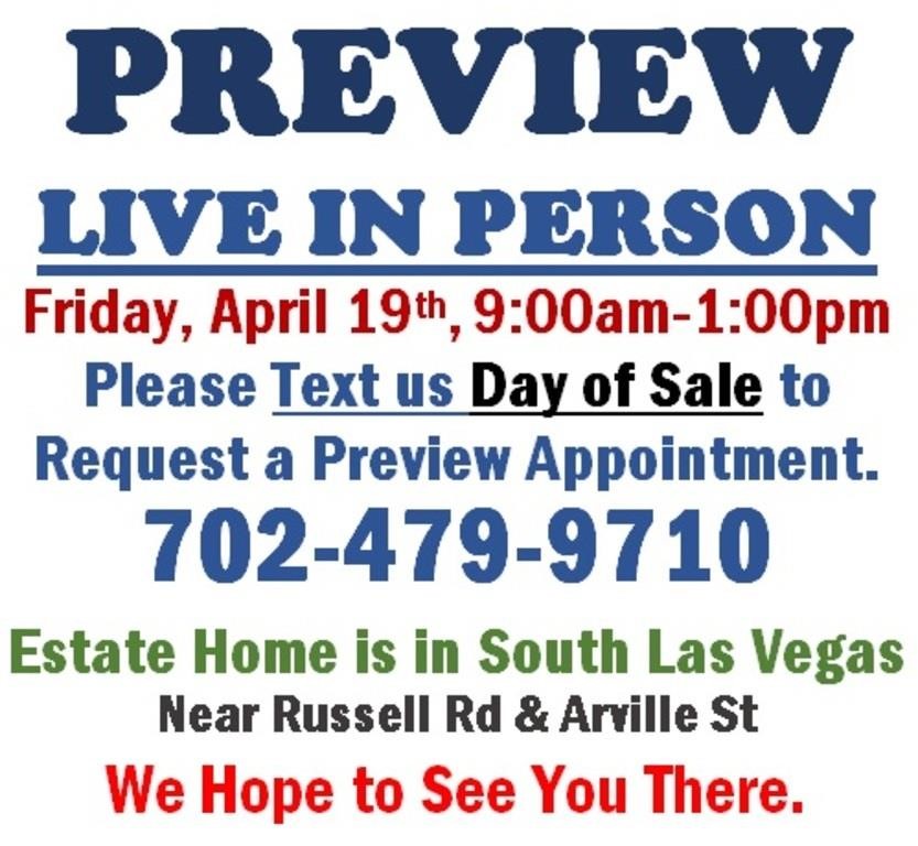 PREVIEW LIVE IN PERSON - Friday, April 19th