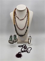 EARLY BEADED AND TOOTH NECKLACE- 27" PLUS