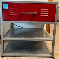 L - 26X27 METAL TABLE WITH DRAWER & 2 SHELVES