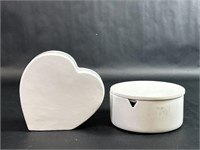 Heart Shaped Bank and Round Jewelry Box