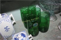 ANCHOR HOCKING FOREST GREEN TUMBLERS (6)