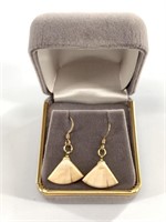 Pair of fossilized walrus ivory earrings