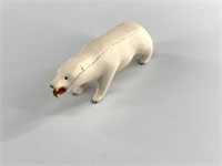 Simulated ivory carved bear in vintage style, 4.5"