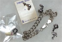 925 STERLING CHARM BRACELET WITH CHARMS