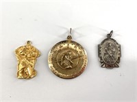 3 St. Christopher medals, 1 is sterling 2 are gold