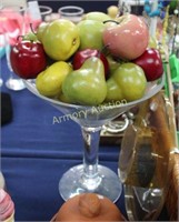 LARGE GLASS MARTINI GLASS W/ ARTIFICIAL FRUIT