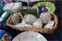 LARGE BASKET WITH DECORATIVE ITEMS