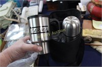 EARMA STAINLESS THERMOS BOTTLE AND MUGS IN BAG