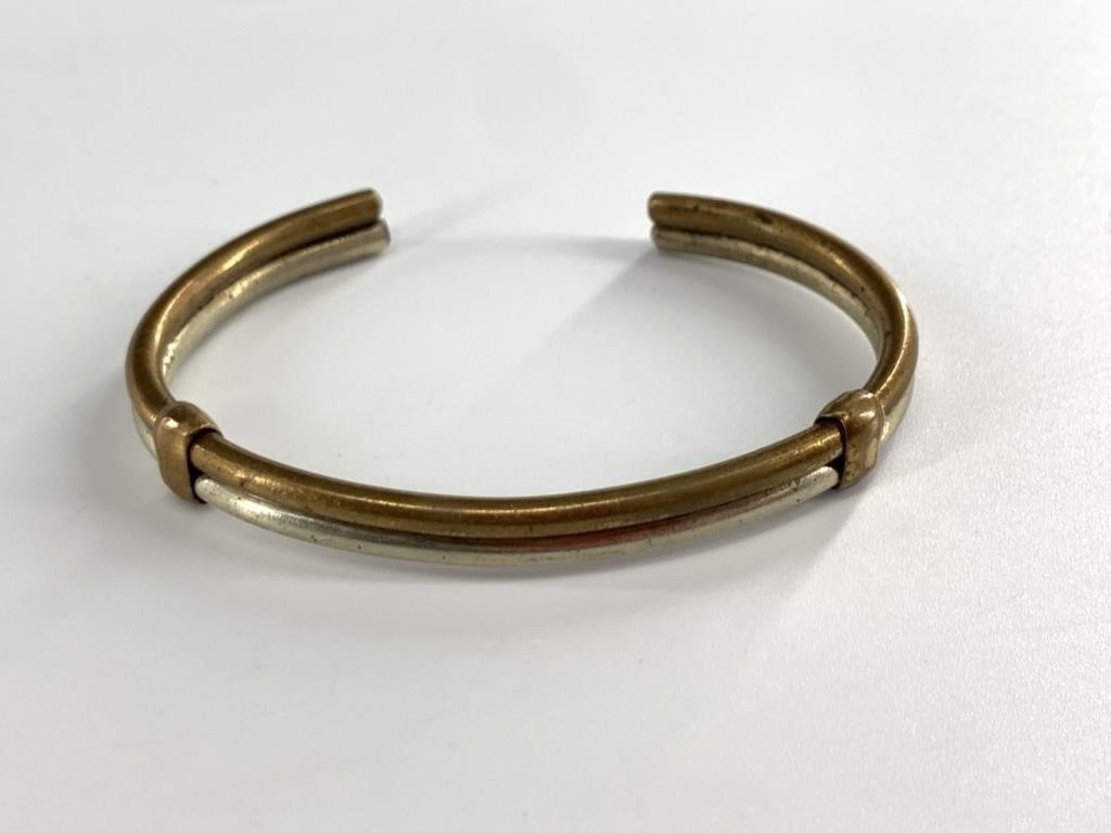 Home made silver and bronze bracelet, cuff style