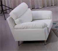 EK528 White Top Grain Leather Chair