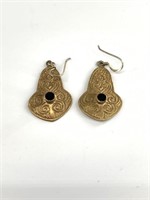 Beautiful pair of brass and enamel earrings in the