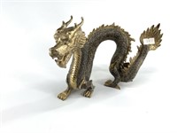 Lovely Chinese brass dragon, 6.5" tall x 9.5" long