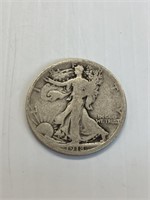 1918 S Walking Liberty Silver Half Dollar